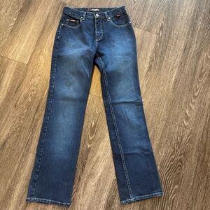 Vtg Women's Platinum Fubu Bootcut Jeans Blue Denim Sz 3/4 90's Hip Hop Fashion